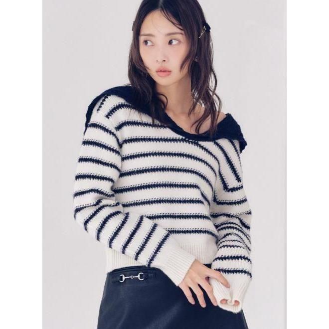 美品✨️リリーブラウン LILY BROWN　セーラーカラーニット ボーダー LILY BROWN（リリーブラウン） (10%OFF&300円OFF) セーラーカラー