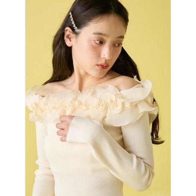 LILY BROWN◎2wayレースフリルニットトップス LILY BROWN｜【限定カラー】レースフリルニットトップス | Rakuten