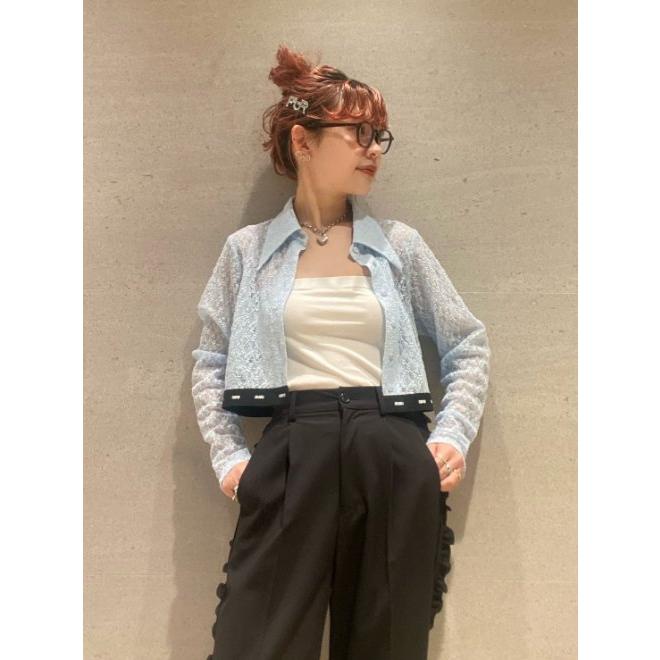 FURFUR ファーファー ピンクフリルレース半袖トップス シャツ レース FURFUR (ファーファー)ツイードスカショーパン 25秋冬【RWFP254051