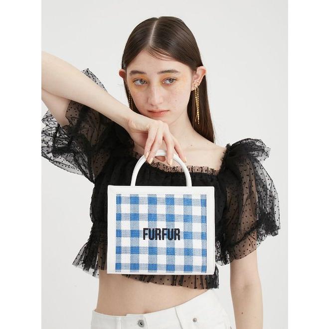 FURFUR ファーファー ラフィアロゴトートバッグ ショルダーバッグ BLK ZOZOTOWN限定カラー】ラフィアロゴトートバッグ（トートバッグ