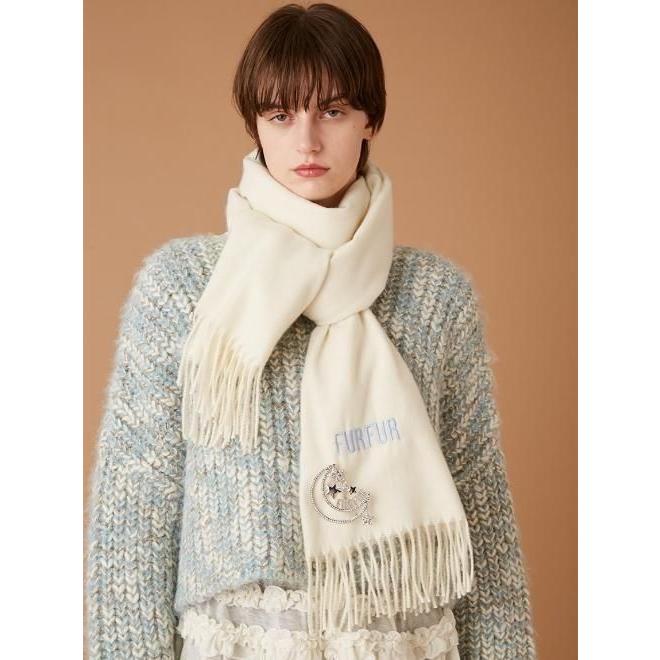 FURFUR (10%OFF&300円OFF) /ファーファー ロゴ刺繍大判ストール 25秋冬