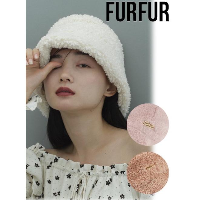 FURFUR ロゴ刺繍ハット ベージュ　バケットハットチューリップハット　バケハ FURFUR ロゴ刺繍ハット ベージュ バケットハットチューリップ