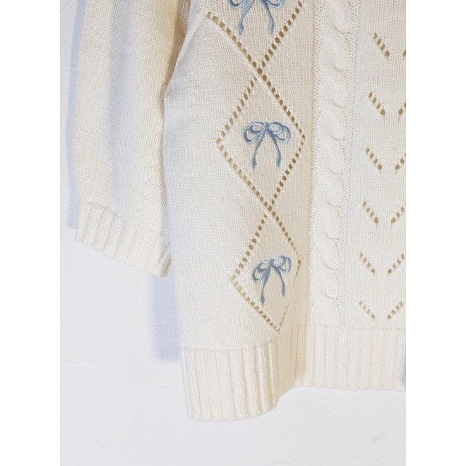 FURFUR（ファーファー） (セール30%OFF) リボン刺繍ニットトップス 24