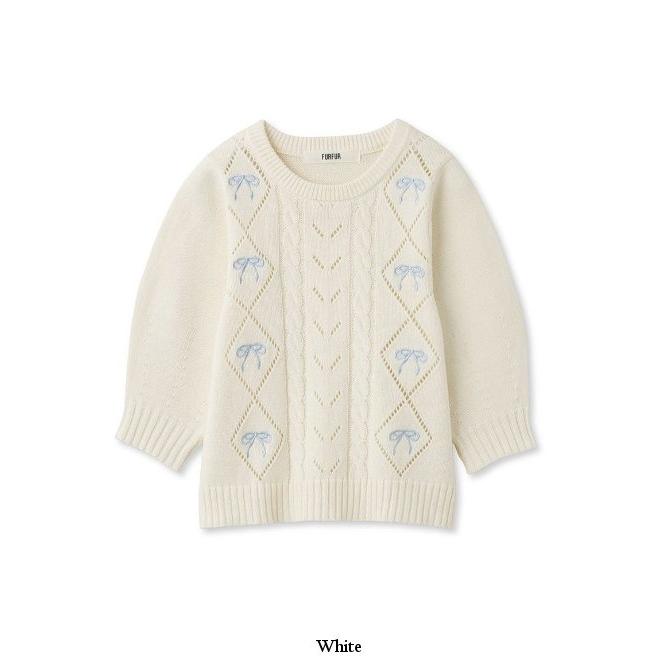 FURFUR（ファーファー） (セール30%OFF) リボン刺繍ニットトップス 24