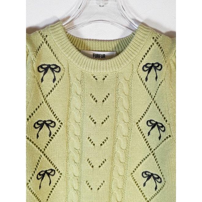 FURFUR（ファーファー） (セール30%OFF) リボン刺繍ニットトップス 24