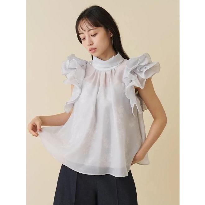 SNIDEL（スナイデル） (10%OFF&300円OFF) オーガンジーフリルブラウス