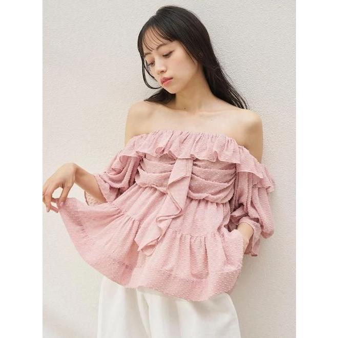 SNIDEL オフショルボリュームブラウス ピンク SNIDEL（スナイデル） (期間限定10%OFF&300円OFF) オフショル