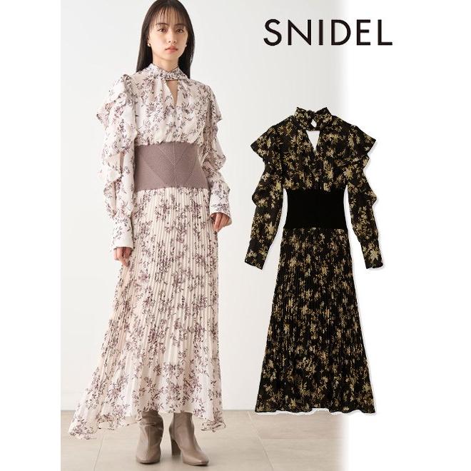 SNIDEL snidel / スナイデル ウエストリブプリントワンピ 23秋冬 SNIDEL snidel / スナイデル ウエストリブプリントワンピ 23秋冬