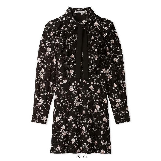 SNIDEL / 長袖ワンピース/0/ポリエステル/マルチカラー/総柄/swfo251069/Sustainaプリントフリル SNIDEL◇長袖ワンピース/0/ポリエステル/マルチカラー/総柄/swfo251069