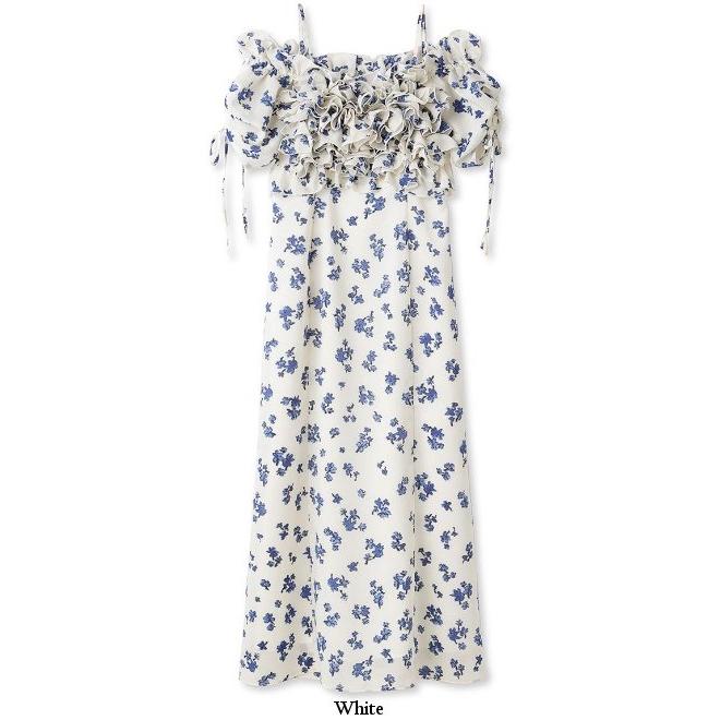 スナイデル ボリュームラッフルフリルプリントワンピース 0サイズ ロングワンピ SNIDEL（スナイデル）の「【WEB限定サイズあり】ボリューム