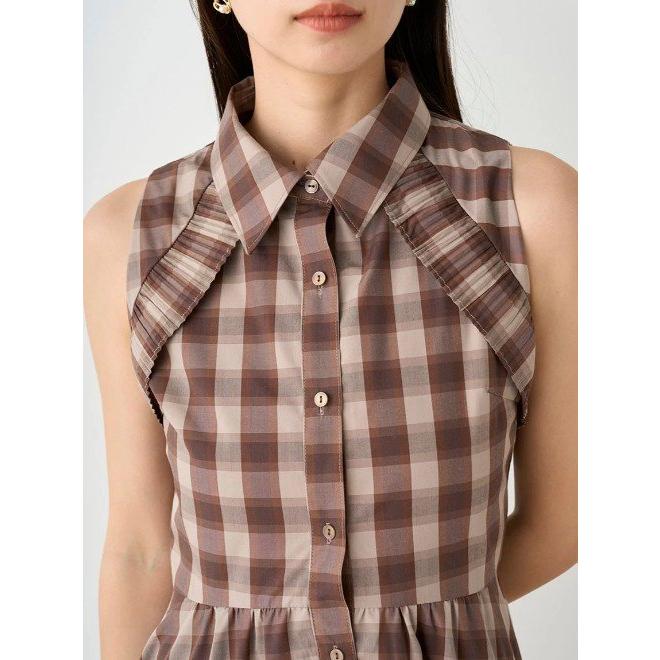 【スナイデル】2024 未使用✨イレヘムシャツワンピース リボン チェック スナイデル】2024 未使用✨イレヘムシャツワンピース リボン