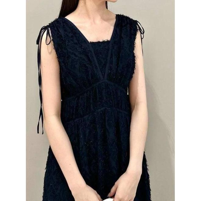 SNIDEL スナイデル ジャガードドロストディティールワンピース ネイビー 00サイズあり】ジャガードドロストディティールワンピース(マキシ