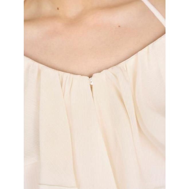 スナイデル フリルシフォンミニワンピ ベージュ 0サイズ 美品 SNIDEL（スナイデル）の「フリルシフォンミニワンピース（ワンピース