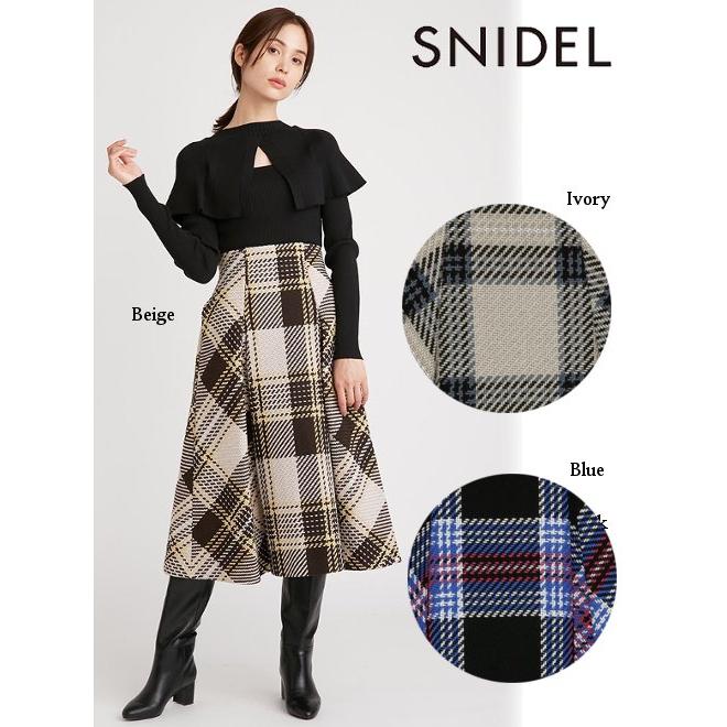 SNIDEL ローリングチェックフレアスカート SNIDEL（スナイデル）の「ロービングチェックフレアスカート