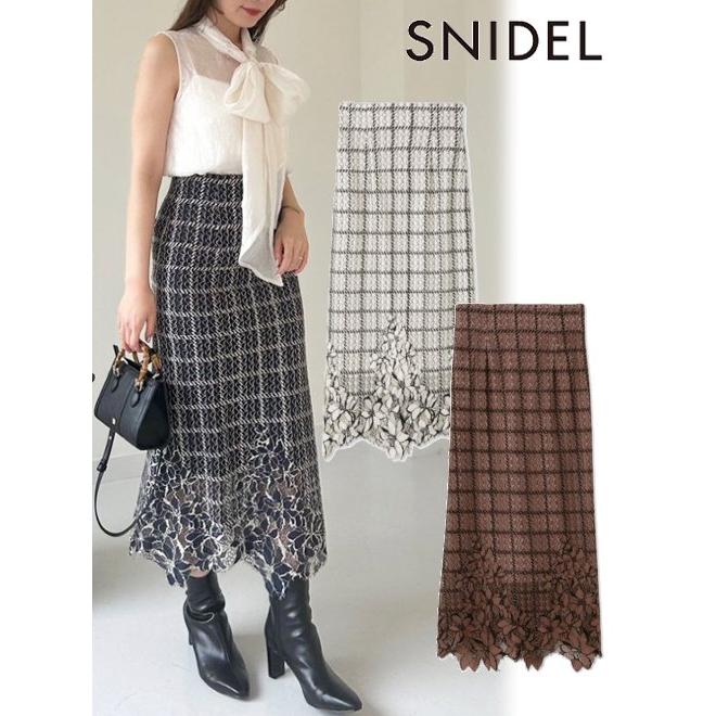 SNIDEL snidel / スナイデル バイカラーIラインレーススカート SNIDEL snidel / スナイデル バイカラーIラインレーススカート