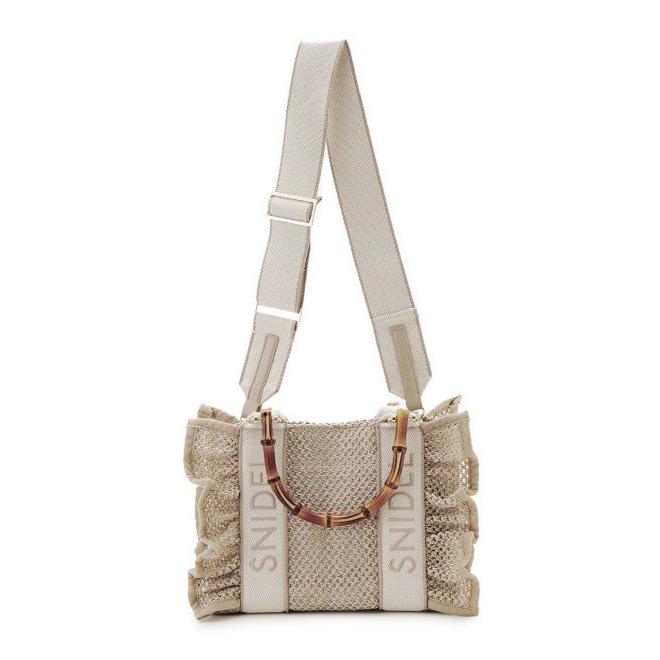 SNIDEL snidel /スナイデル フリルナチュラルロゴバンブーバッグ