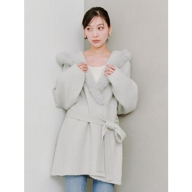 SNIDEL（スナイデル） (10%OFF&300円OFF) ファーフードニットコート 25