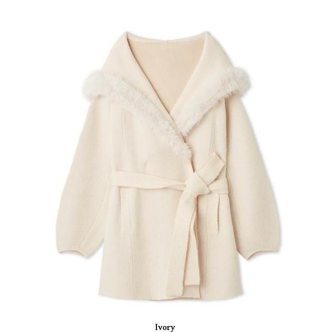 SNIDEL（スナイデル） (10%OFF&300円OFF) ファーフードニットコート 25