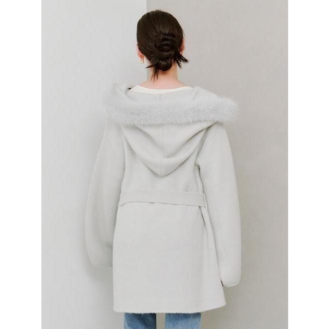 SNIDEL（スナイデル） (10%OFF&300円OFF) ファーフードニットコート 25