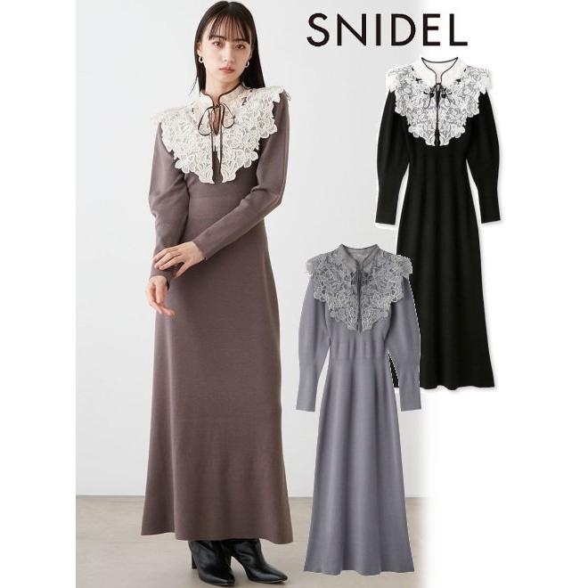 snidel / スナイデル エンブロイダリーカラードッキングニット