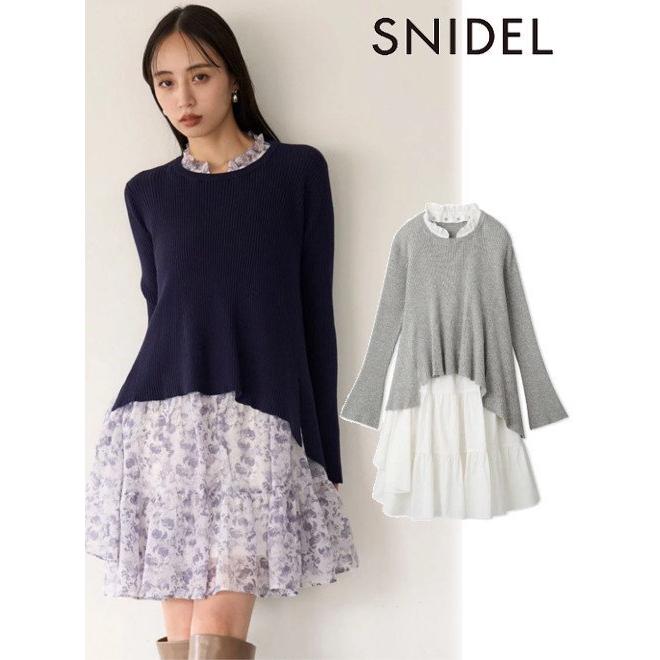 SNIDEL（スナイデル） (12%OFF) アシメニットコンビワンピース 24秋冬 