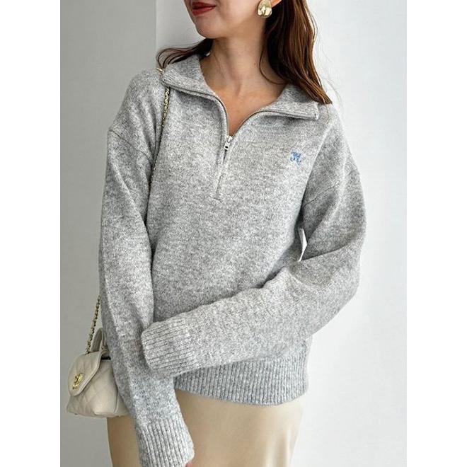 SNIDEL ハーフジッププルオーバー　グレー SNIDEL/スナイデル | . ⁡ NEW ARRIVAL ⁡ ⁡ #ウールハーフジップニット