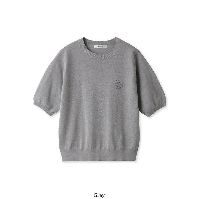 STONE  スナイデルニット SNIDEL（スナイデル） モチーフラインストーンハーフスリーブプル