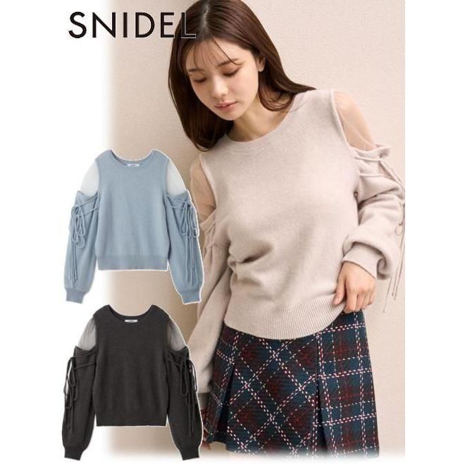 SNIDEL（スナイデル） (10%OFF&300円OFF) シースルーショルダーニット