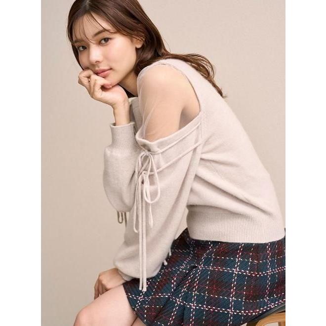 SNIDEL（スナイデル） (10%OFF&300円OFF) シースルーショルダーニット