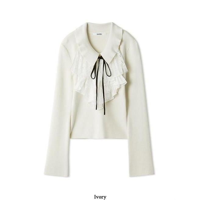 【新品タグ付き】Sustainableレイヤードラッフルニットプルオーバー Sustainableレイヤードラッフルニットプルオーバー(ニット)｜トップス