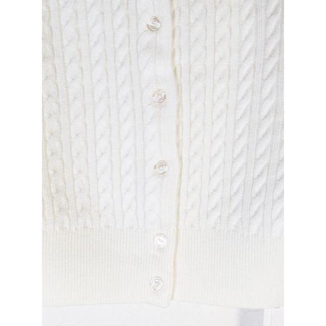 試着のみ⭐︎SNIDEL  リボンニットカーディガン　ホワイト SNIDEL（スナイデル） (12%OFF) ビジューリボンミドルカーディガン 24