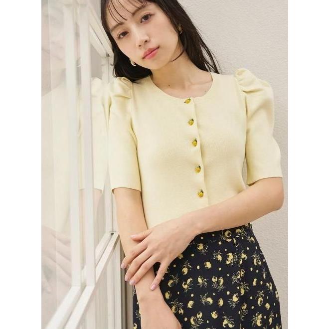 Sustainableフルーツプリントワンピース　フルーツボタンパフニットカーデ SNIDEL（スナイデル） (期間限定10%OFF&300円OFF) フルーツボタンパフ