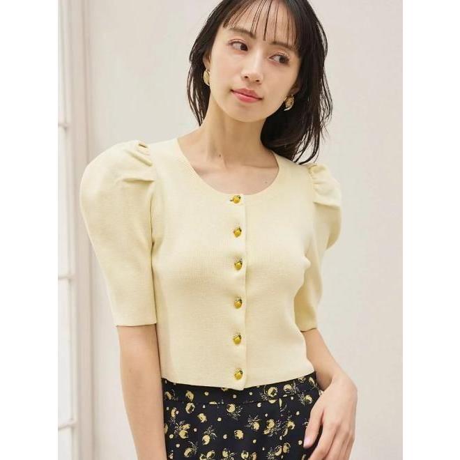 Sustainableフルーツプリントワンピース　フルーツボタンパフニットカーデ SNIDEL（スナイデル） (期間限定10%OFF&300円OFF) フルーツボタンパフ