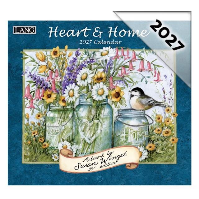 2027年(令和9年)USA ラングカレンダー （Heart and Home)　ハート＆ホーム　LANG社カレンダー　カントリーカレンダー　お花　フラワー　星条旗