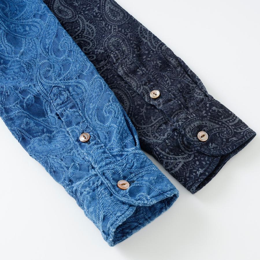 BLUE PORT インディゴ シャツ メンズ 長袖 ペイズリー 日本製