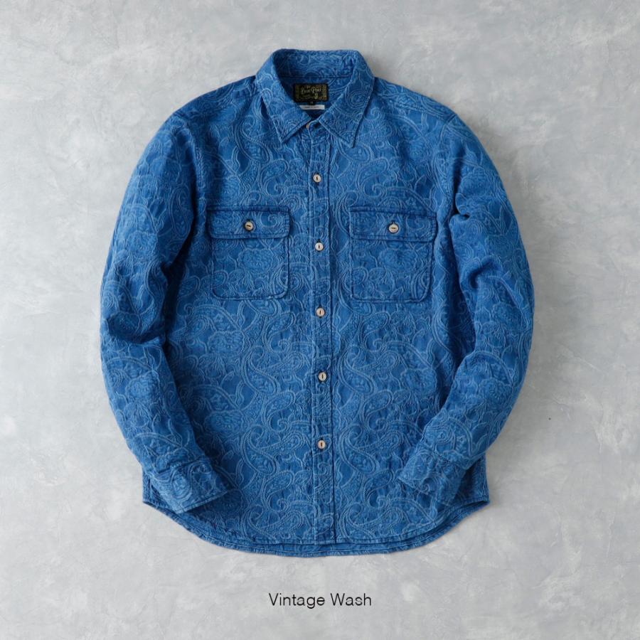 BLUE PORT インディゴ シャツ メンズ 長袖 ペイズリー 日本製