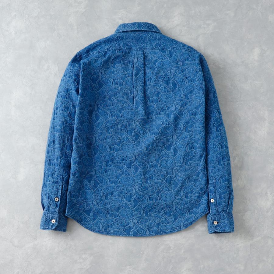 BLUE PORT インディゴ シャツ メンズ 長袖 ペイズリー 日本製
