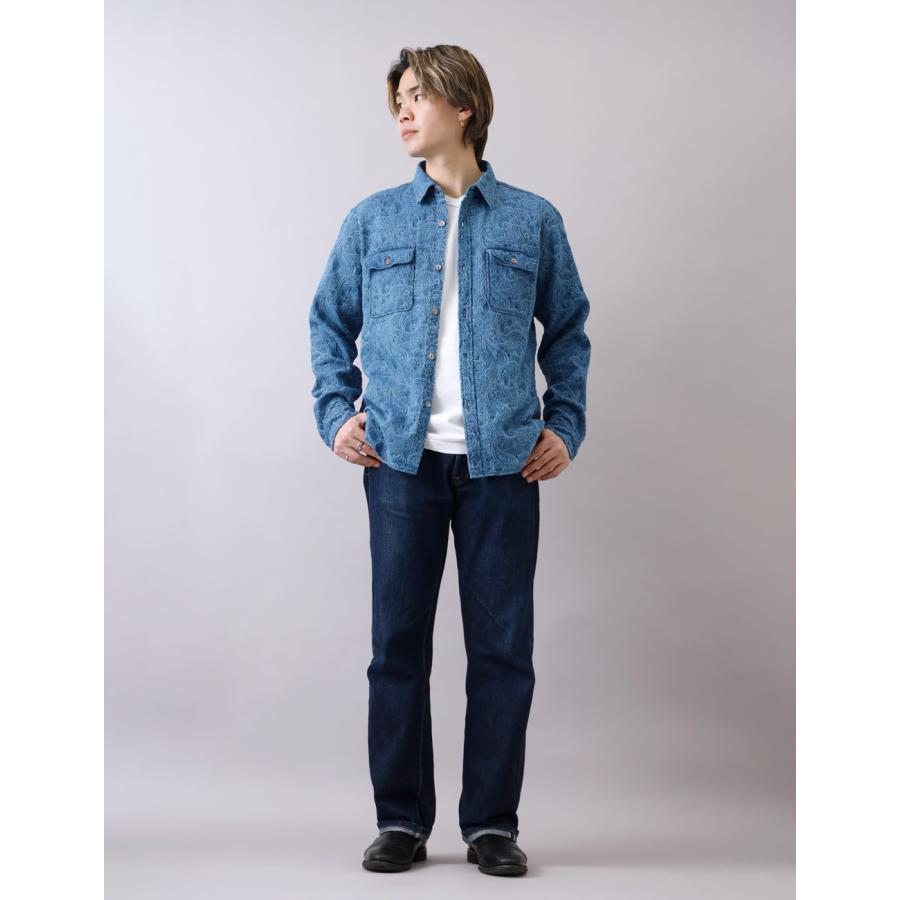 BLUE PORT インディゴジャカードシャツ シャツ メンズ 長袖 ペイズリー