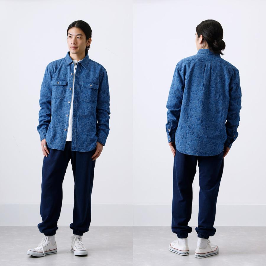 BLUE PORT インディゴ シャツ メンズ 長袖 ペイズリー 日本製