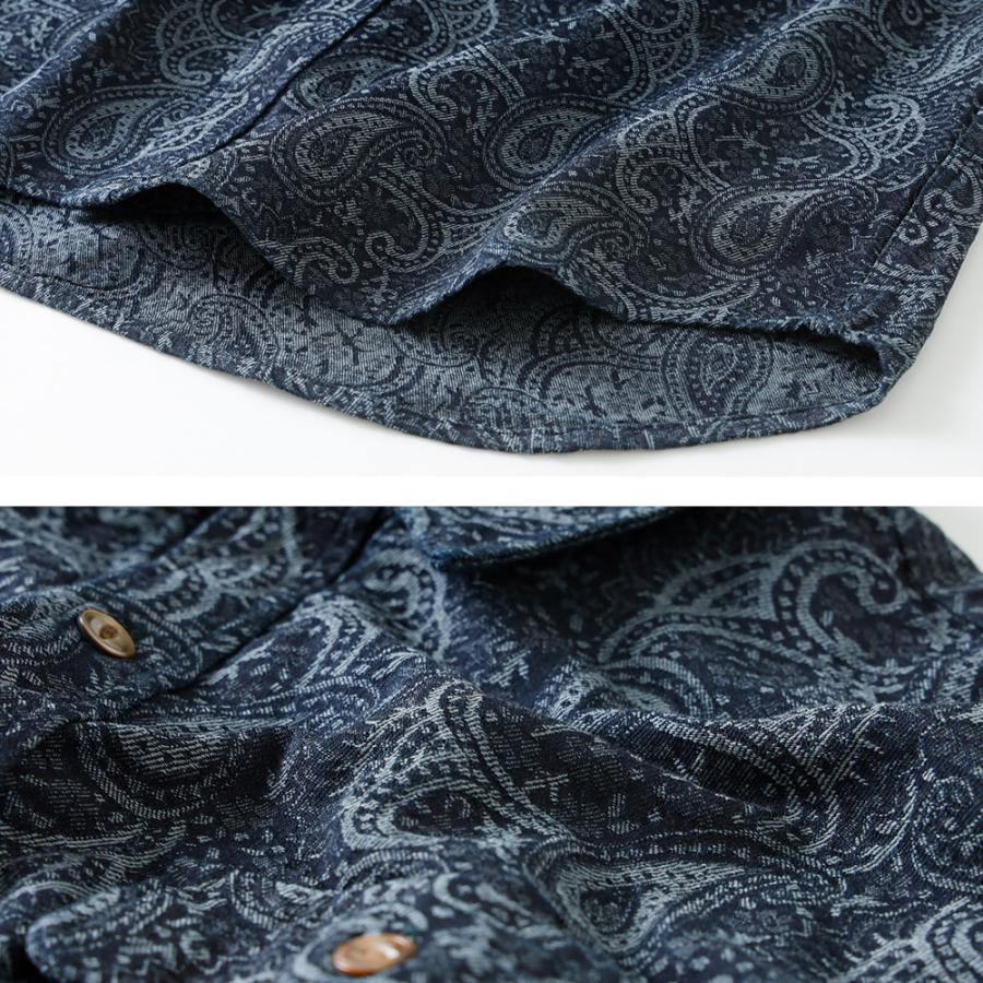 BLUE PORT インディゴ シャツ メンズ 長袖 ペイズリー 日本製