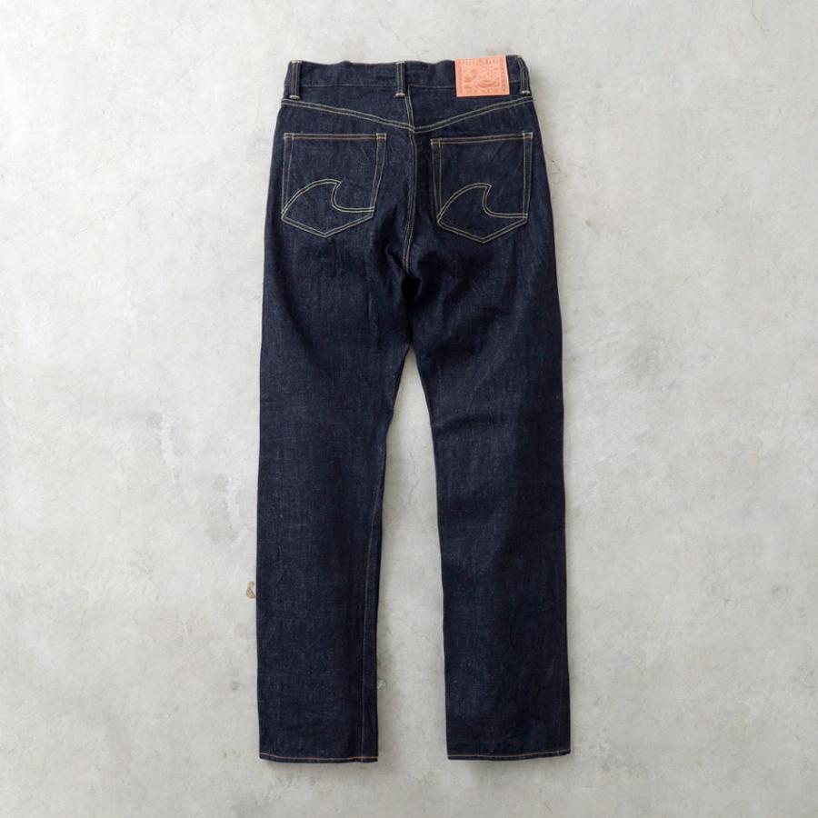 EVISU 日本製 赤耳 セルビッチ デニム 34×35 メンズ ストレート 9001赤耳セルビッジワイドデニムパンツ イエローペンキステッチ メンズ