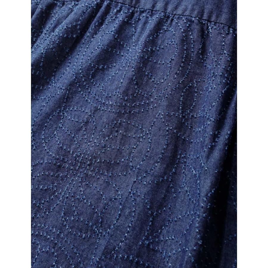 graphzero グラフゼロ デニムアロハシャツ 草花刺繍 ワラカット コットン100% メンズ 半袖 開襟シャツ 日本製 チェーンステッチ ボックスシルエット GZ-AROHA 夏の画像