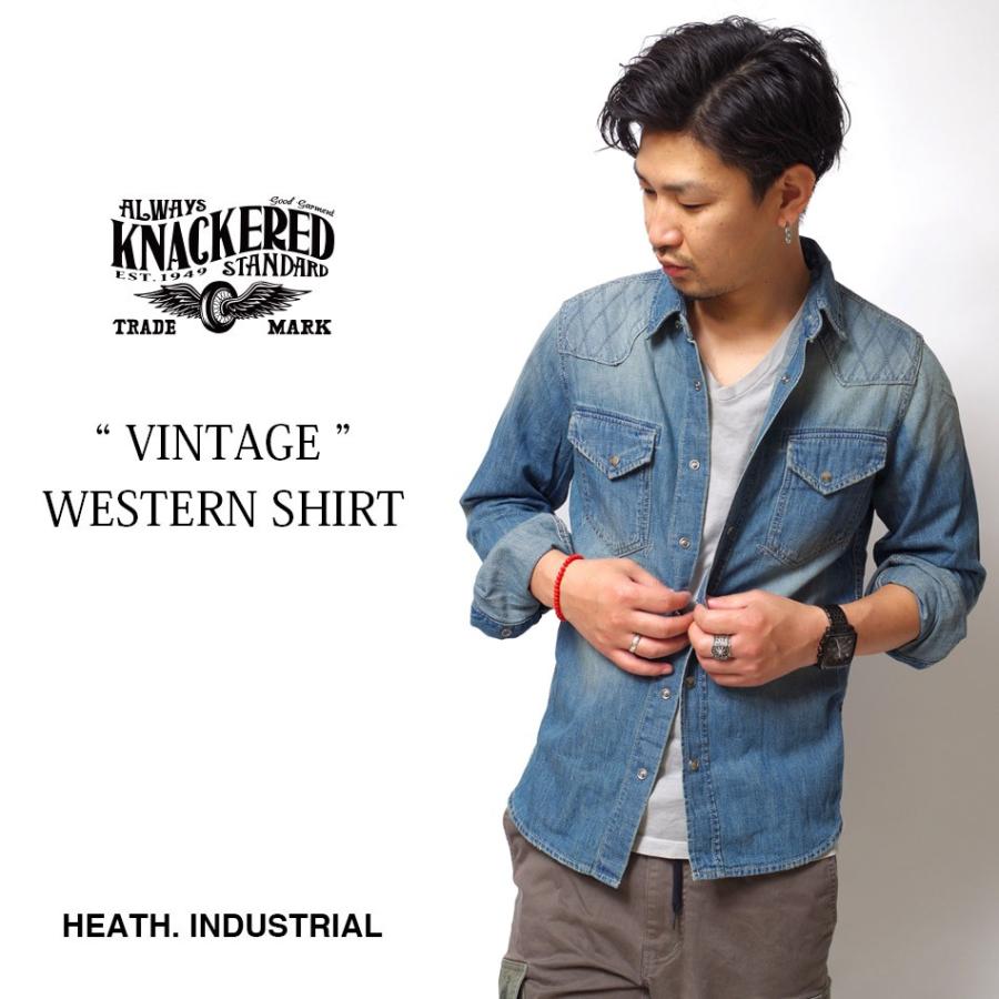 デニムシャツ メンズ インディゴ 長袖 無地 加工 春夏 定番 ヴィンテージ デニム コンチョ 19ss Dnmwestern Sht Heath Industrial 通販 Yahoo ショッピング
