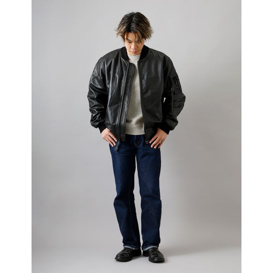 アルファ ALPHA レザージャケット MA-1 黒 ボンバージャケット コラボ ALPHA MA-1 FLIGHT JACKET ｜アルファ インダストリーズ