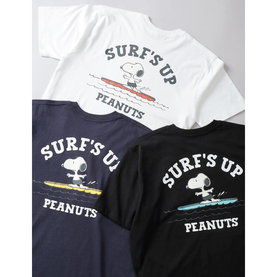 スヌーピー Tシャツ ピーナッツ プリント 半袖 サーフ 波 日本製 色