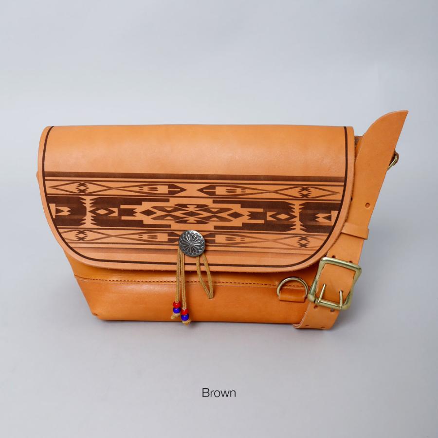 栃木レザー 本ヌメ革 ショルダーバッグ メンズ レディース メッセンジャーバッグ 鞄 カバン 日本製 ネイティブパターン カジュアル アメカジ | BLUE PORT | 15