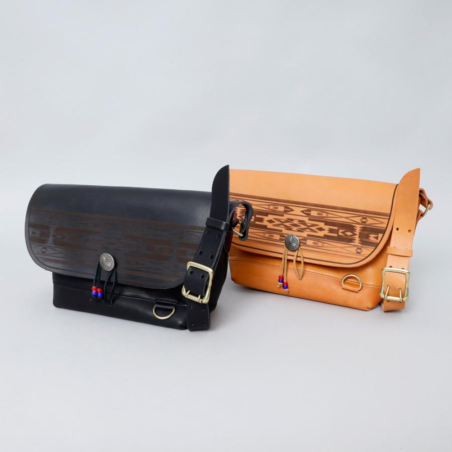 栃木レザー 本ヌメ革 ショルダーバッグ メンズ レディース メッセンジャーバッグ 鞄 カバン 日本製 ネイティブパターン カジュアル アメカジ | BLUE PORT | 03