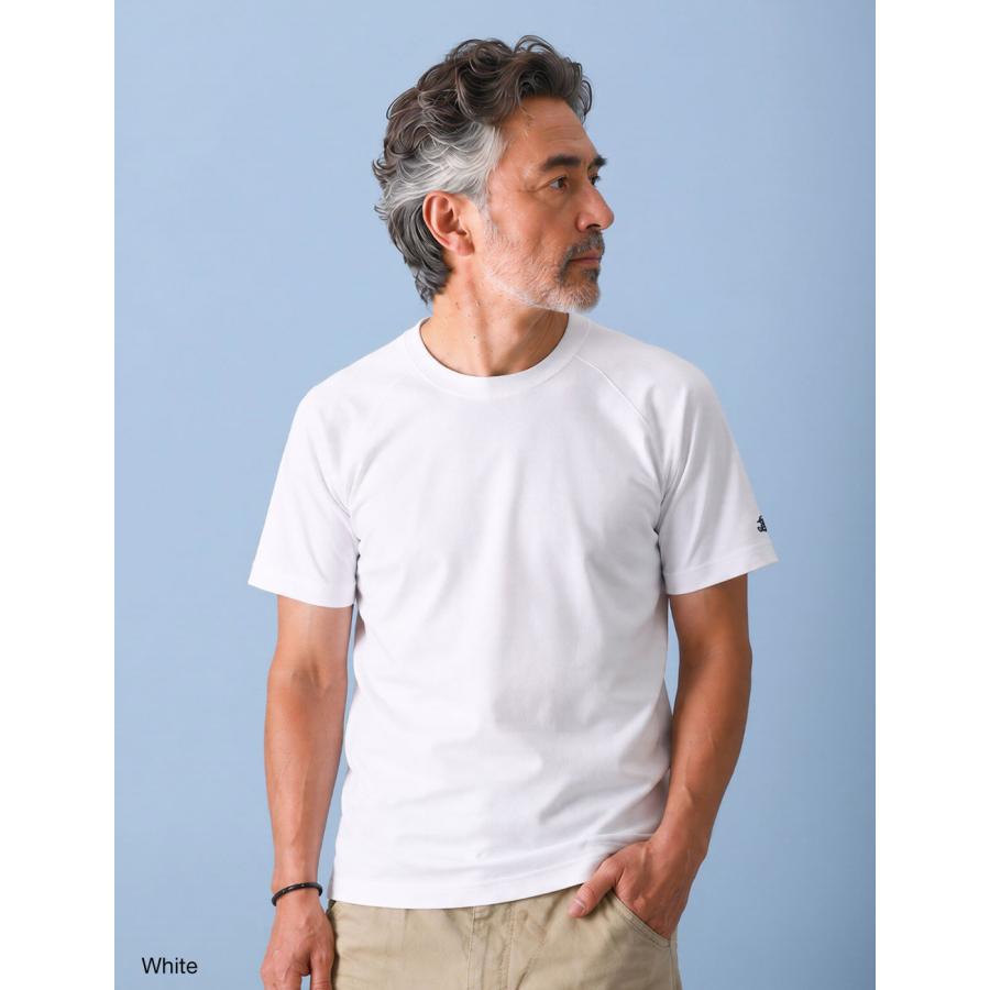BLUE PORT Tシャツ メンズ 半袖 スパンフライス ストレッチ 刺繍 ワン