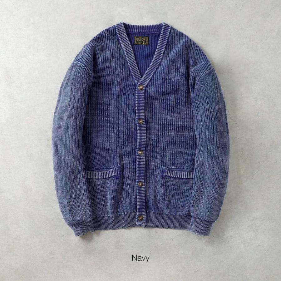 BLUE PORT ストーンウォッシュニットカーディガン セーター メンズ