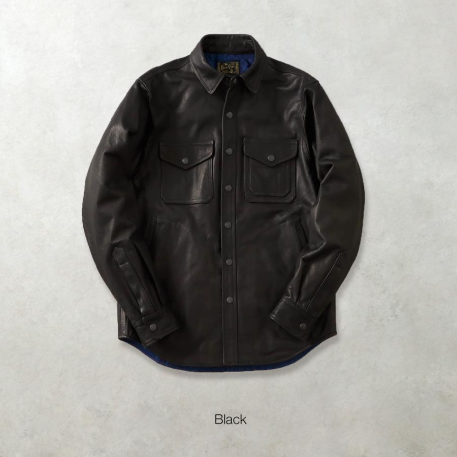10%OFF！ファミリーセール！ レザージャケット アウター メンズ シャツジャケット 革ジャン 本革 牛革 カウレザー 日本製 高級レザー アメカジの画像